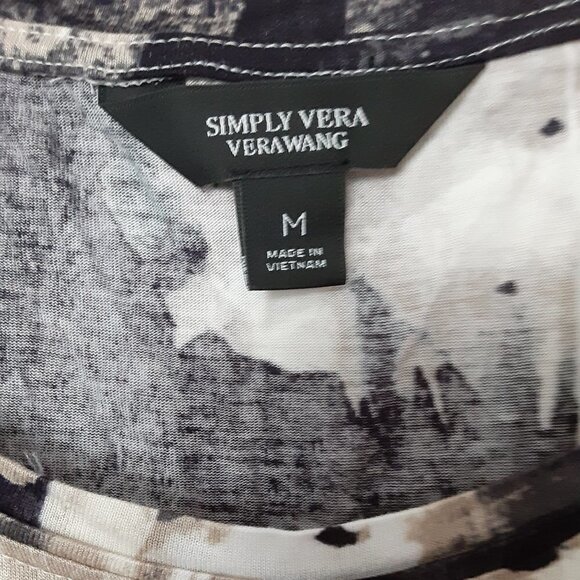 Simply Vera Vera Wang Size Medium Sleeveless Brown & White Sleeveless Shell - Picture 3 of 4